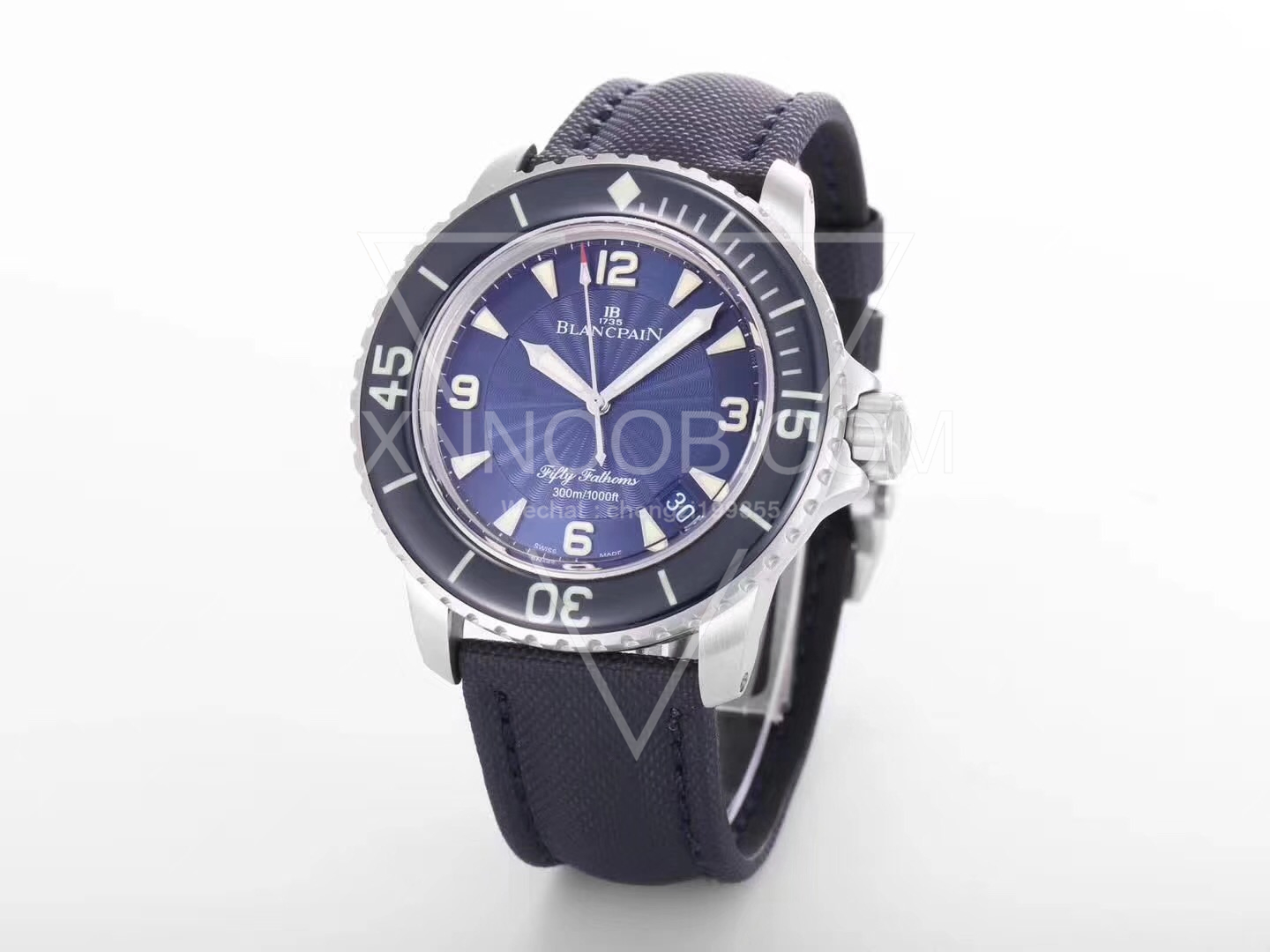 宝珀Blancpain五十噚蓝色款 5015-1130-52 自动机械腕表
